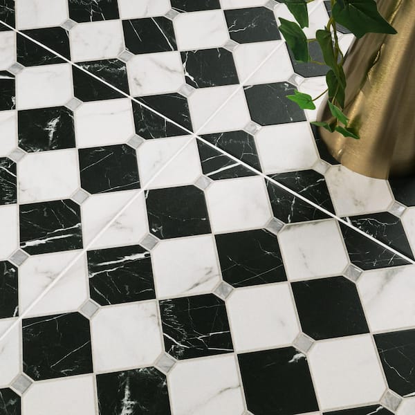 Casa Tuxedo 17 in. x 17 in. Matte Porcelain Marble Look Floor and Wall Tile (14.05 sq. ft. /Case)