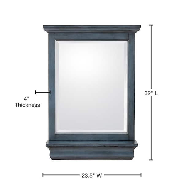23.5 in. W x 32 in. H Framed Rectangular  Bathroom Vanity Mirror in Distressed Grey