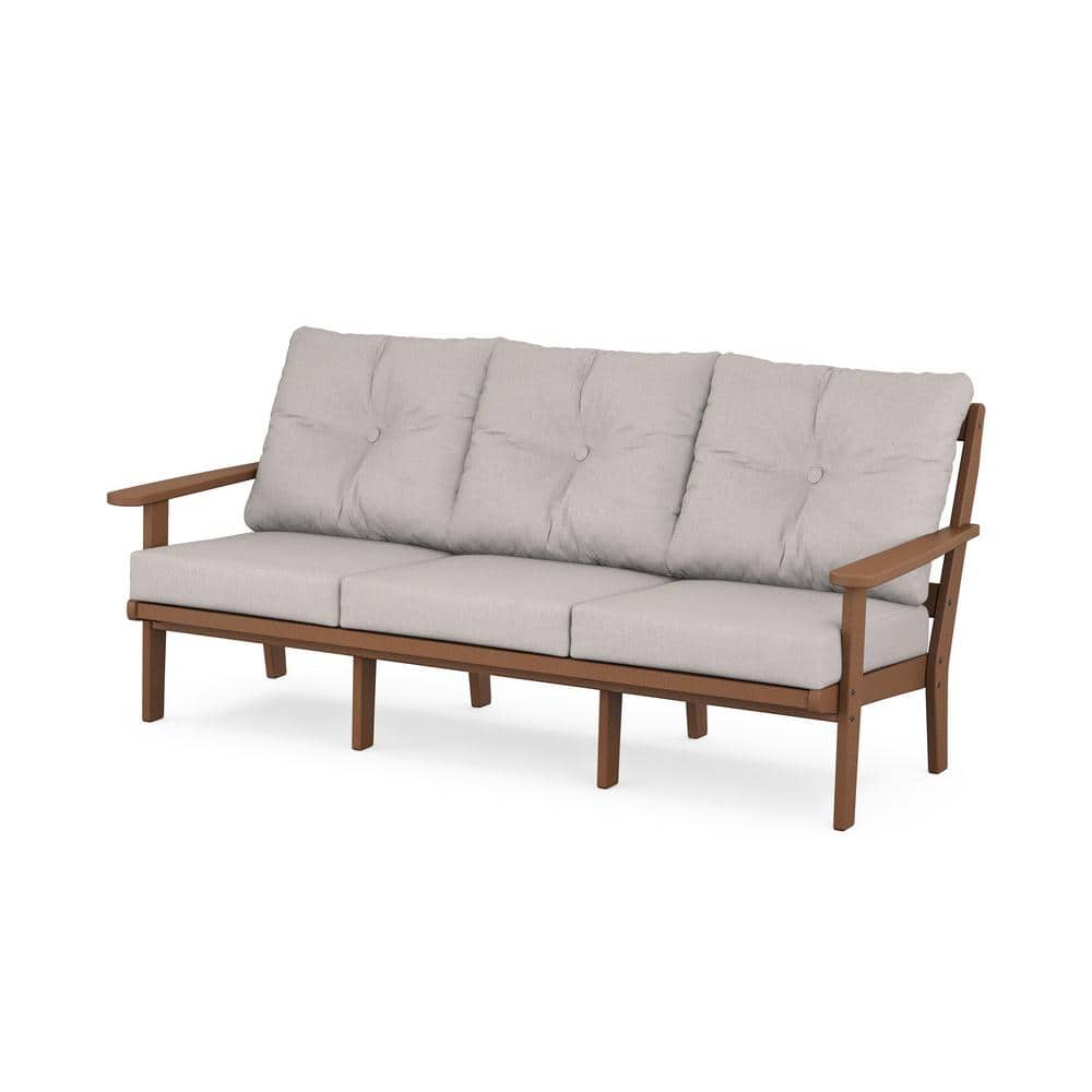POLYWOOD Mission Plastic Outdoor Deep Seating Couch in Teak with