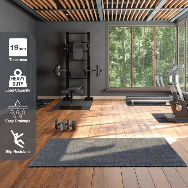 Black 42 in. x 72 in. x 0.75 in. Rubber All-Purpose Commercial Gym Flooring Mat (1 Mat/21 sq. ft. )