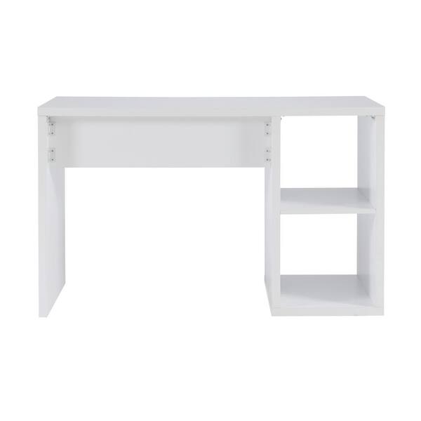 Linon Lakelyn 4-Drawer Desk, 48 Wide with Side Storage, White Finish 