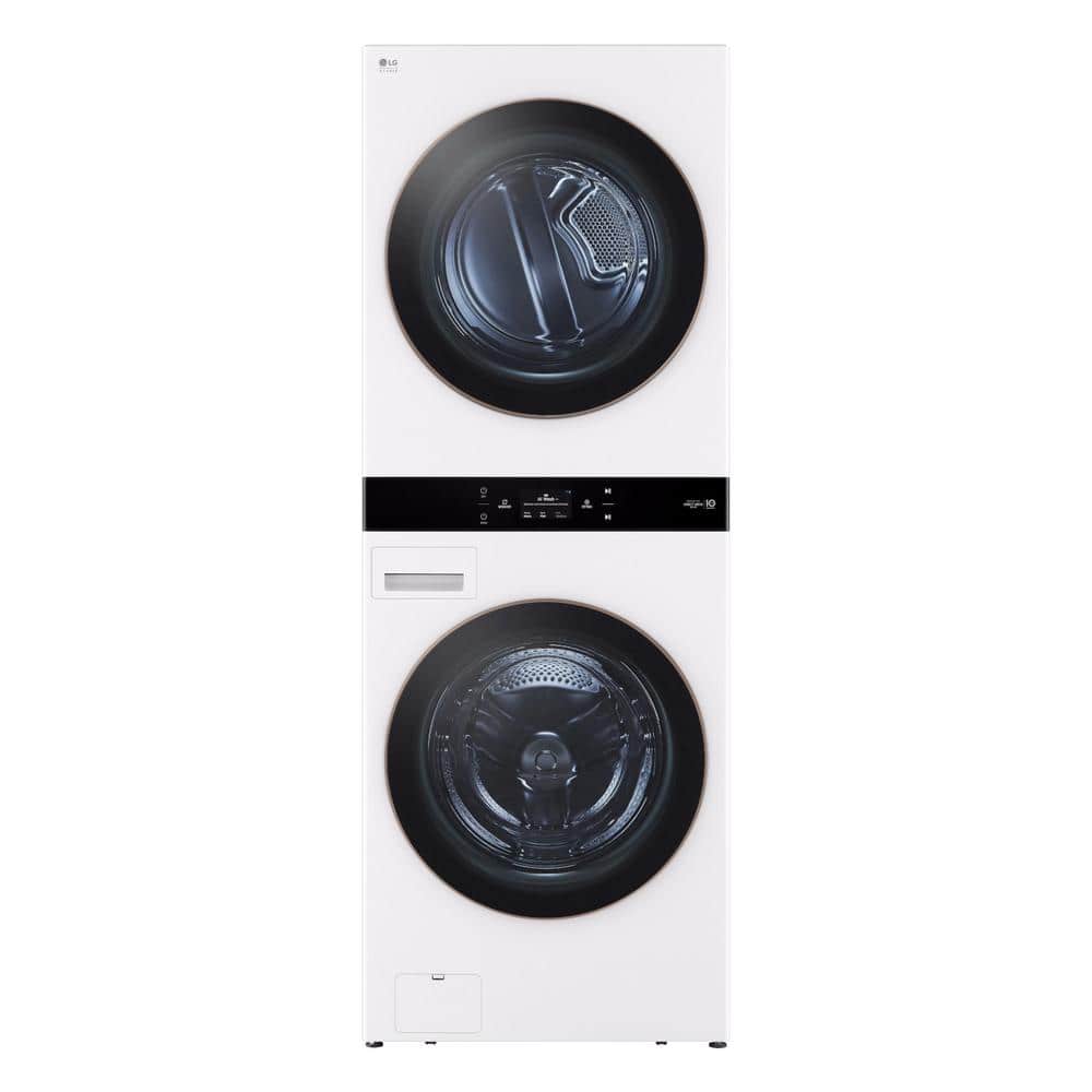 Studio WashTower Stacked Smart Laundry Center in Essence White 5.0 cu. ft. Front Load Washer 7.4 cu. ft. Electric Dryer
