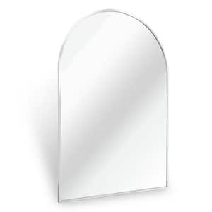 36 in. W x 24 in. H Arched Aluminium Framed Wall Mounted Bathroom Vanity Mirror in Silver for Livingroom, Bedroom