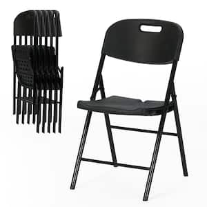 Durable Sturdy Plastic Folding Chair 650lb. Capacity for Event Office Wedding Party Picnic Kitchen Dining,Black,Set of 6