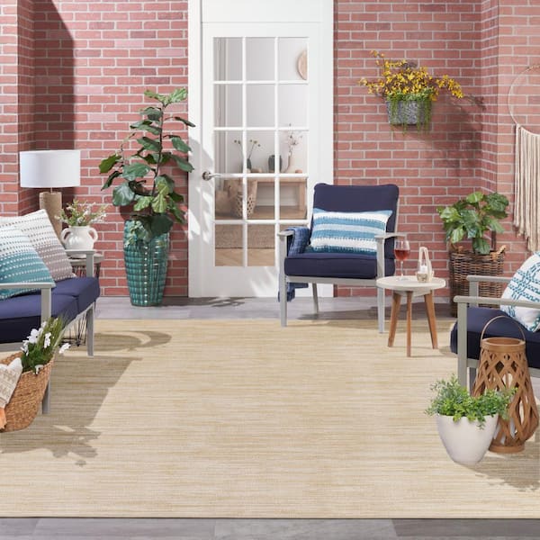 Essentials 10 ft. x 14 ft. Ivory Gold Abstract Contemporary Indoor/Outdoor Area Rug