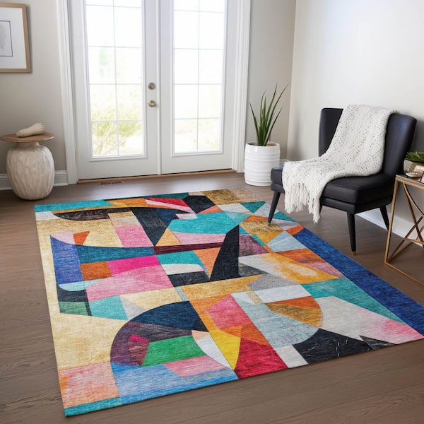 Chantille Machine Washable Indoor/Outdoor Abstract ACN1757 Blue 8 ft. x 10 ft. Area Rug