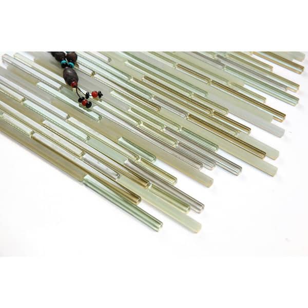 New Era Beige 12 in. x 12 in. Interlocking Mixed Glass Mosaic Wall Tile (10 sq. ft./Case)