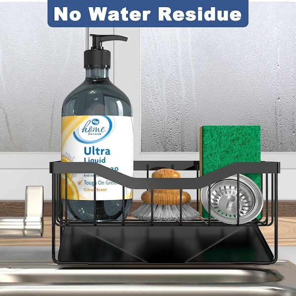 Bele Rose Sink Caddy Organizer - Stainless Steel Sponge Holder With Drain Tray & Suction Cups, Kitchen Counter Organizer
