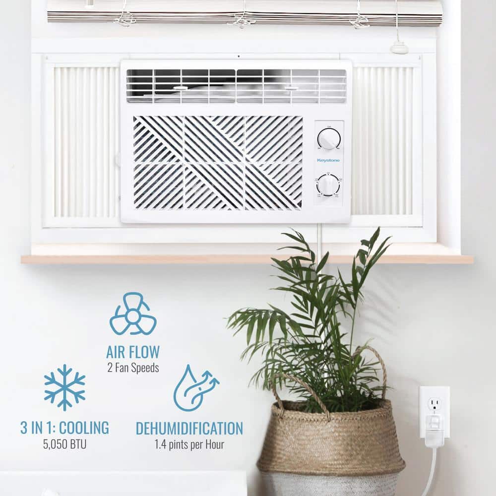 Keystone 5,050 BTU White Window Mounted Air Conditioner with Sleep Mode