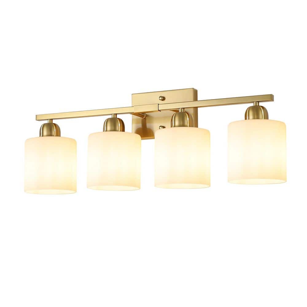 Modern 25 in. 4‑Light Brushed Brass Bathroom Vanity Light Wall Sconce with Frosted Glass Shades price history on PriceWatchPro