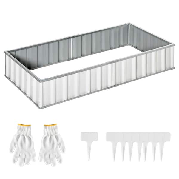 Outsunny 69 in. x 36 in. White Metal Raised Garden Bed, DIY Large Steel Planter Box