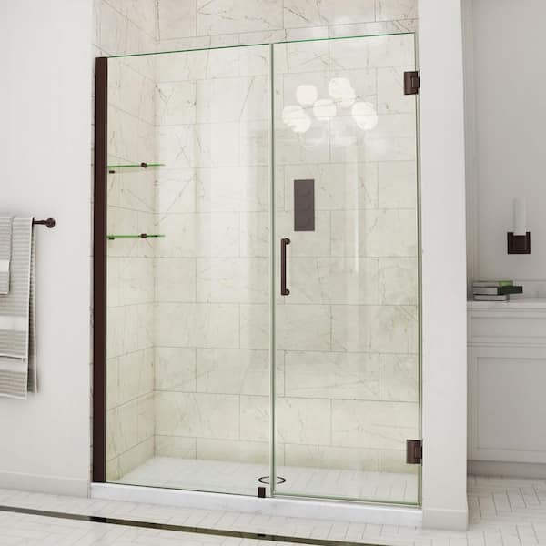 DreamLine Unidoor 57 to 58 in. x 72 in. Frameless Hinged Shower Door in Oil Rubbed Bronze