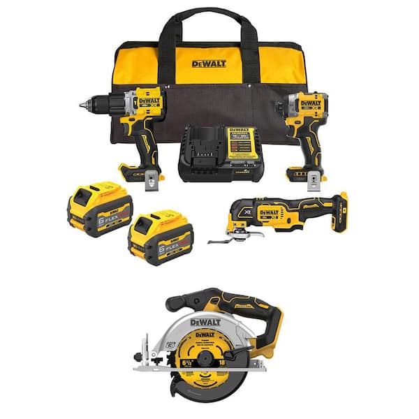 20V Max Lithium-Ion Cordless 3-Tool Combo Kit and 6-1/2 in. Circular Saw with (2) Flexvolt 6.0 Ah Batteries and Charger
