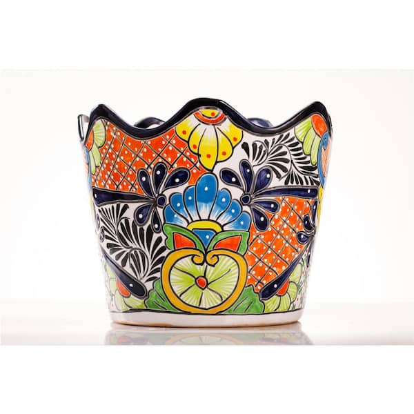 Talavera 12 in. W x 15 in. H Indoor Ceramic Wavy Planter