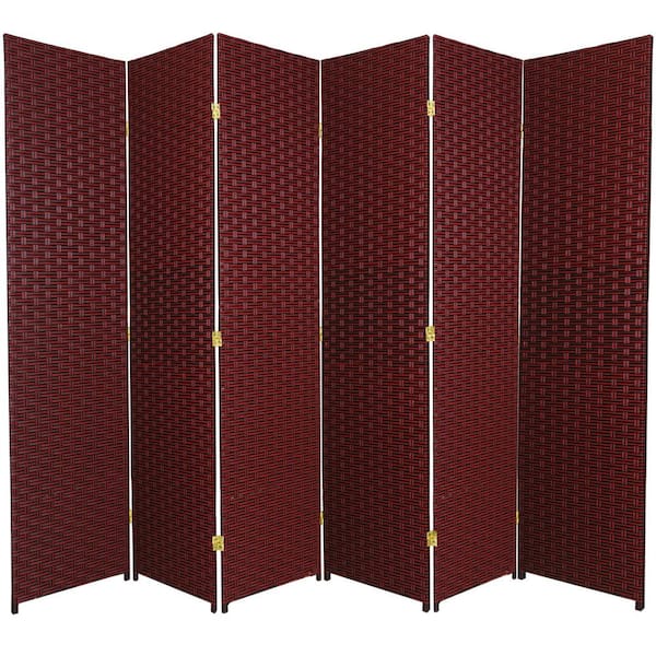 Oriental Furniture 6 ft. Red-Black 6-Panel Room Divider