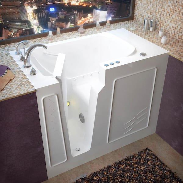 Universal Collection 29 in. L x 52 in. W Left Side Drain Air Jetted Bathtub in White with Aroma and Chroma Therapy