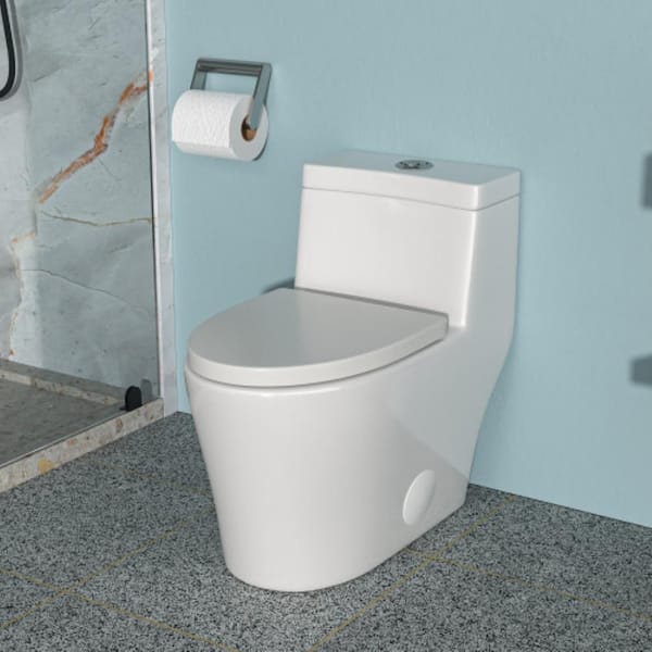 15.50 in. 2-Piece 1.1/1.6 GPF Dual Flush Elongated Toilet in Almond Seat Included, White Ceramic, Soft Close Seat