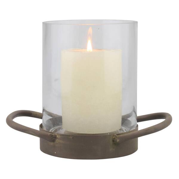 Stonebriar Collection 6.5 in. Brown Glass Hurricane Candle Holder