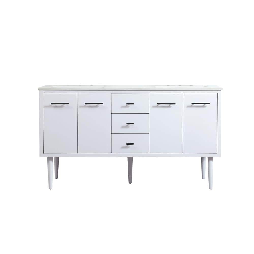 Simply Living 60 in. W x 22 in. D x 33.5 in. H Bath Vanity in White with Iv