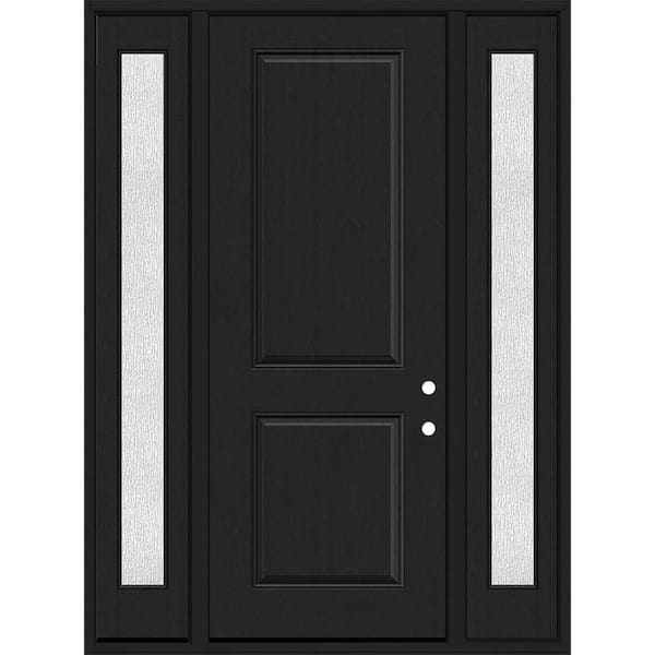 Steves & Sons Regency 64 in. x 96 in. 2P Squaretop LHIS Onyx Stain Mahogany Fiberglass Prehung Front Door with Rain12 in. SLs 6-9/16