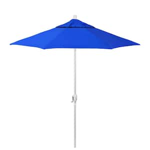 7.5 ft. Matted White Aluminum Market Patio Umbrella with Crank Lift & Push-Button Tilt in Pacific Blue Pacifica Premium