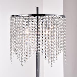 Marya 65 in. Chrome Glam Floor Lamp with Crystal Bead Round Shade