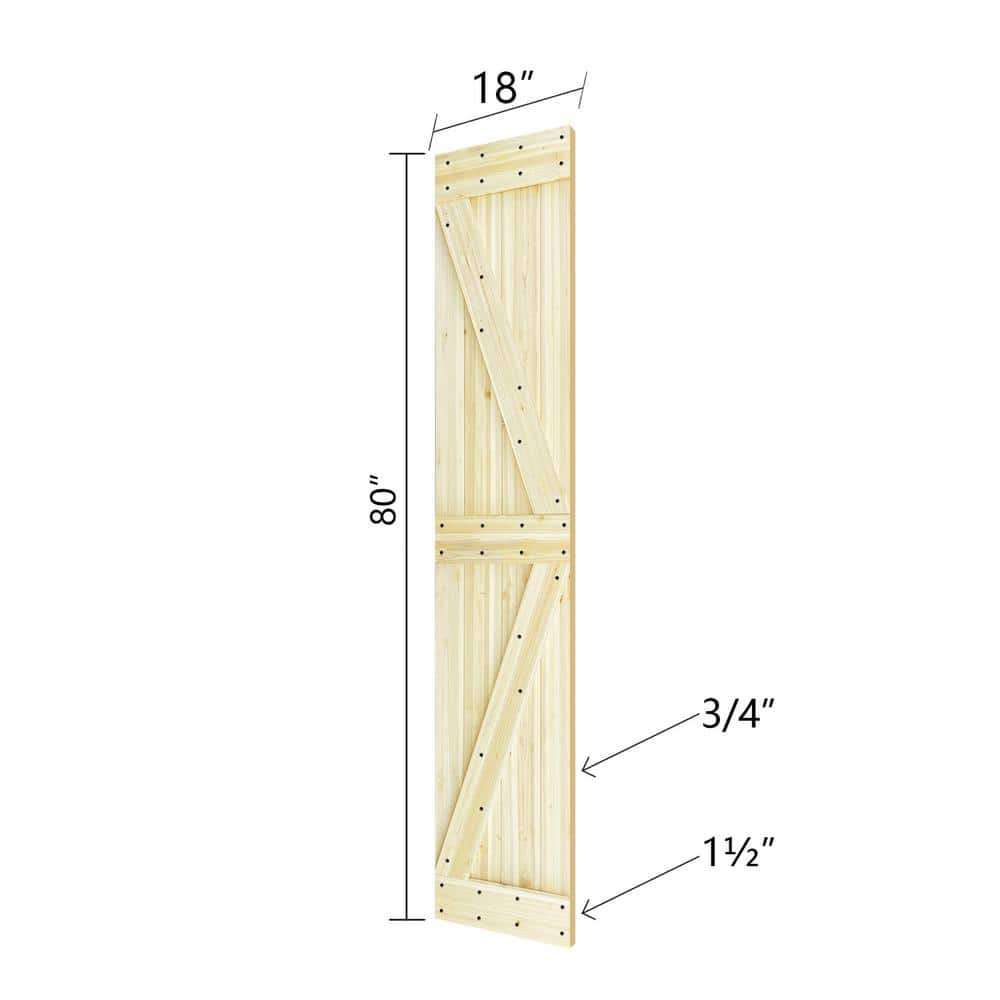 Unfinished Solid Spruce Bi-Fold Barn Door with Hardware Kit