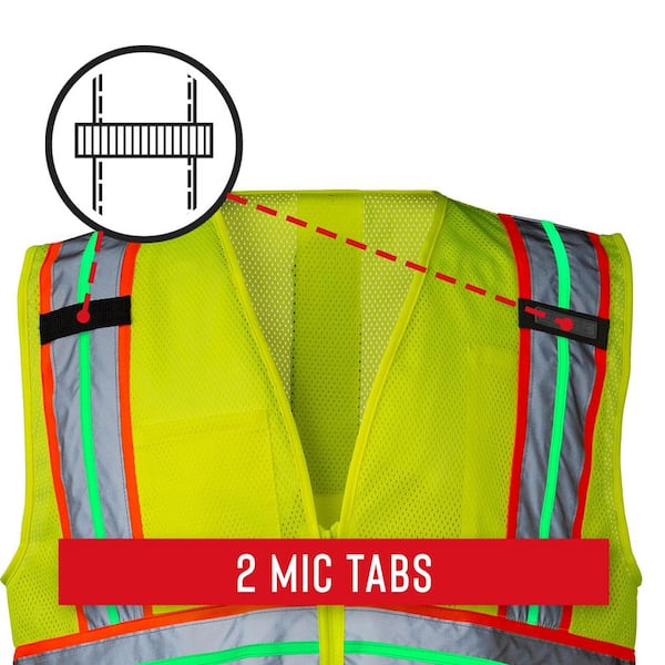 Quality Control QC Hi-Vis Safety Vest Yellow Black logo 2reflective strips