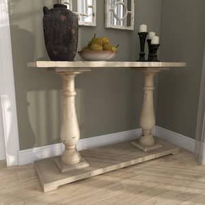 48 in. White Extra Large Rectangle Wood Console Table with Distressed Accents
