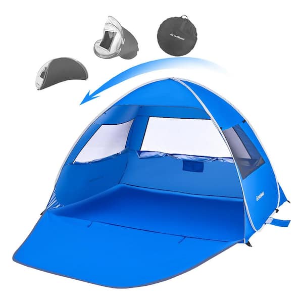 White and Blue 4-Person Nylon Dome Tent