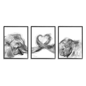"Elephant Trunk Heart Jungle Animal Illustration" by Daphne Polselli Framed Animal Wall Art Print 11 in. x 14 in.