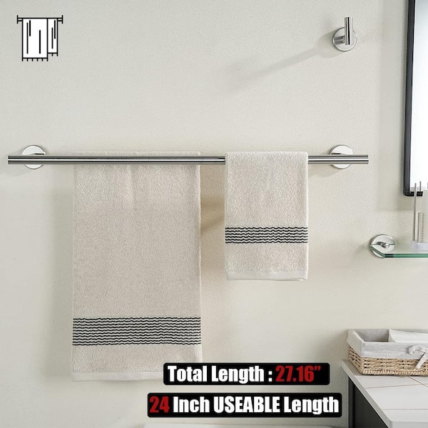 Dyiom Double Towel Bar, 24 In. 304 Stainless Steel Thicken 0.8 mm Bath  Towel Rack for Bathroom B078Q5WP1Y - The Home Depot