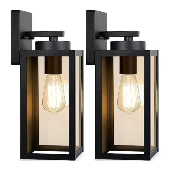 Modern Matte Black Outside Lights, 2-Pack
