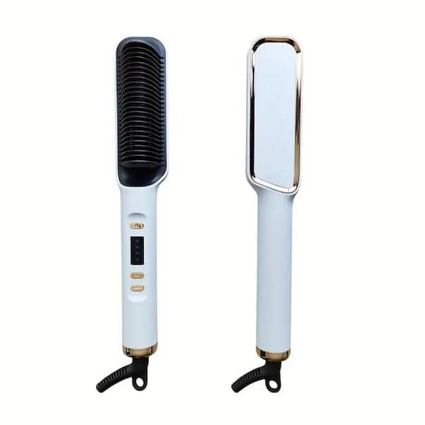 Plug-in Quickly Heat Up Dual Voltage Ionic Technology Hair Straightener Brush in White for Salon or Person