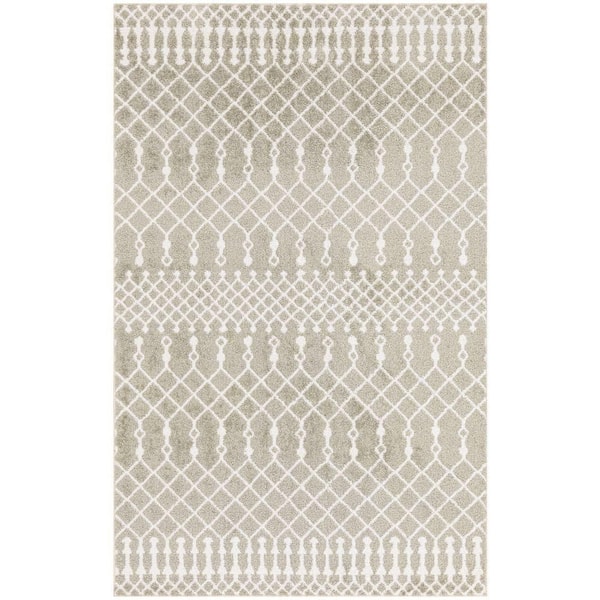 Nourison Astra Machine Washable Sage 3 ft. x 5 ft. Moroccan Transitional Area Rug
