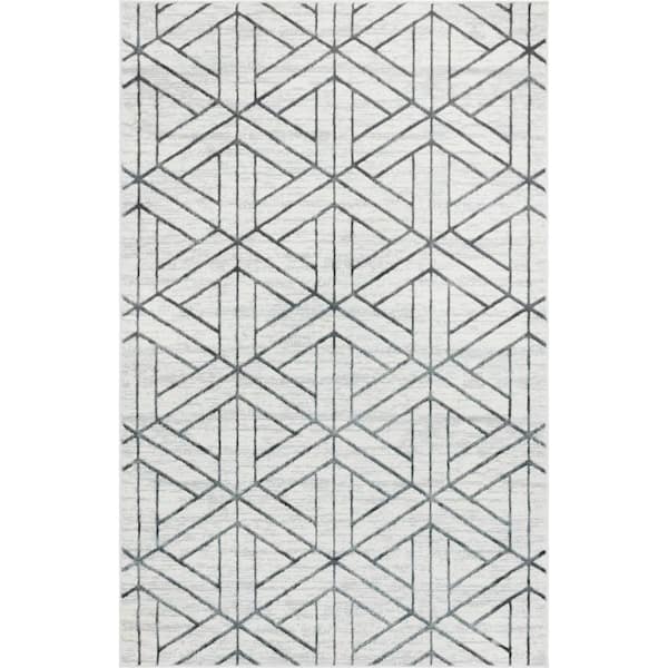 Unique Loom Matrix Trellis Motif White 8 ft. x 10 ft. Area Rug