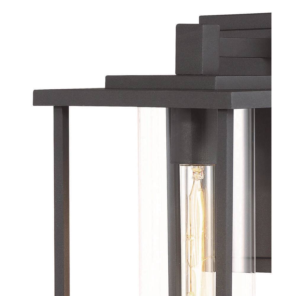 Trescott Contemporary Black Outdoor Wall Lantern with Clear Glass
