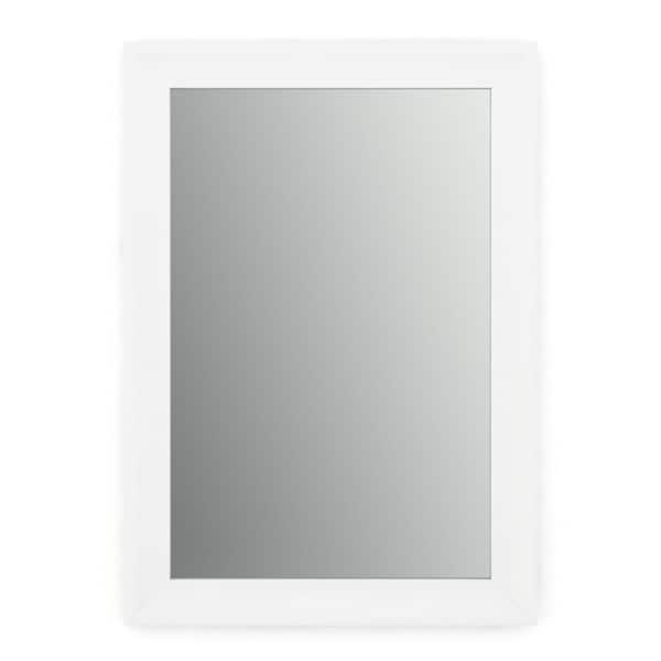 Delta 33 in. W x 47 in. H (L1) Framed Rectangular Standard Glass Bathroom Vanity Mirror in Matte White