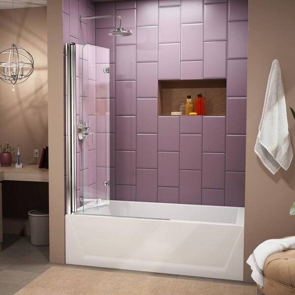 Aqua Fold 36 in. x 58 in. Frameless Hinged Tub Door in Chrome Aqua Fold 36 in. x 58 in. Frameless Hinged Tub Door in Chrome