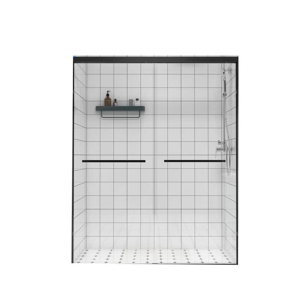 56-60 in. W x 74 in. H Sliding Framed Shower Door in Matte Black with Clear Tempered Glass price history on PriceWatchPro