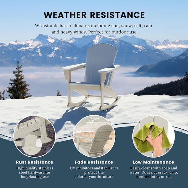 Laguna 2-Pack Fade Resistant Outdoor Patio HDPE Poly Plastic Classic Adirondack Porch Rocking Chairs in Sand