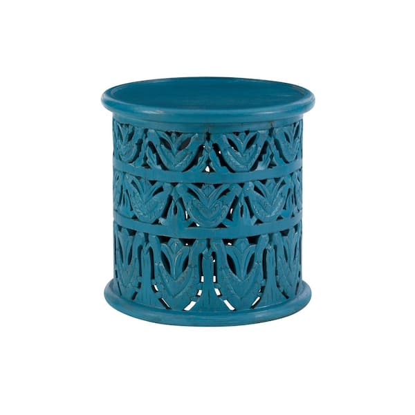 Powell Company Serena 17 in. W Blue 17 in. H Circular Mango Wood End Table
