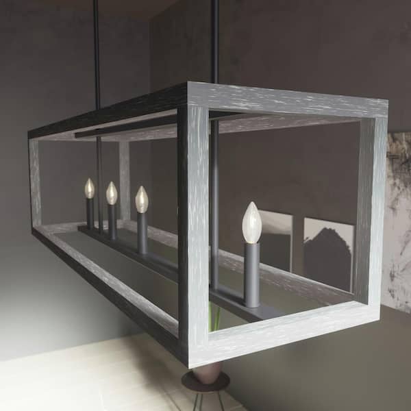 Hunter Squire Manor 6 Light Matte Black Linear Chandelier Kitchen Light