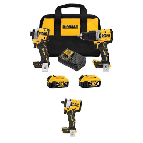 20V Max Lithium-Ion Cordless 3-Tool Combo Kit and 1/2 in. Impact Wrench with (2) Flexvolt 6.0 Ah Batteries and Charger