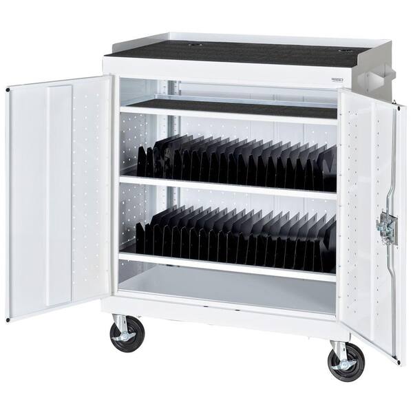 Sandusky 36 in. L x 24 in. D x 43 in. H Mobile Tablet Storage Cart with Sync and Charging Hubs