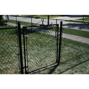 42 in. x 48 in. Galvanized Steel Chain Link Fence Black Metal Gate