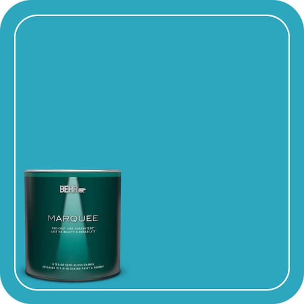 BEHR MARQUEE 1 qt. #MQ4-52 Gulf Waters One-Coat Hide Semi-Gloss Enamel Interior Paint & Primer