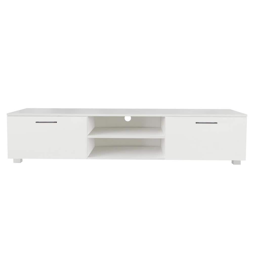 63 in. White TV Stand Fits TVs Up To 70 in. With Shelves And Cable Managem