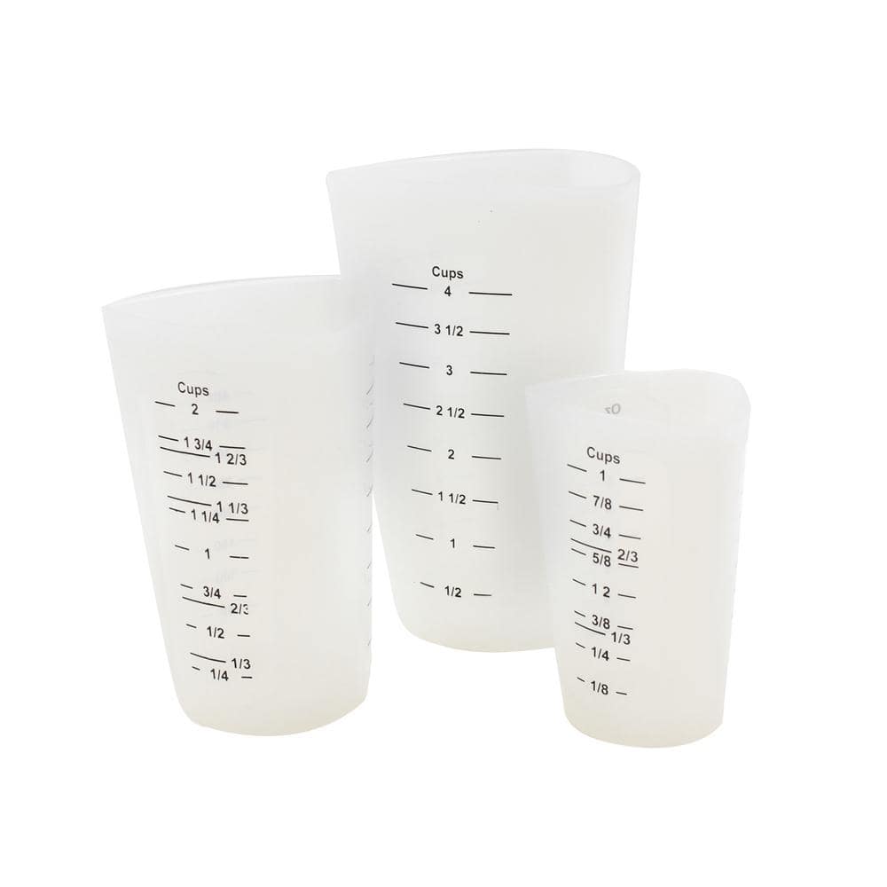 of Pack Reusable Silicone Measuring Cup Measuring Tools for Tools 2 Pcs, White