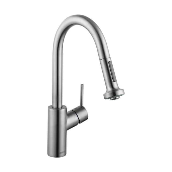 Hansgrohe Talis S² Single-Handle Pull Down Sprayer Kitchen Faucet with QuickClean in Stainless Steel Optic